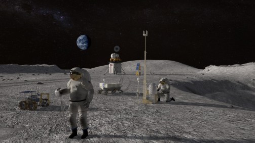 Em desenho, artista reproduz o que será o programa Artemis, da NASA.