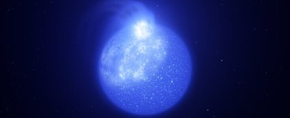 Representação de manchas magnéticas gigantes na superfície de uma estrela