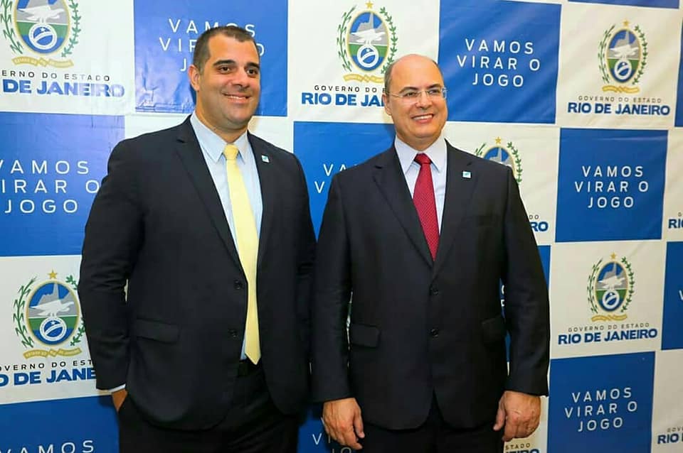O governador do Rio, Wilson Witzel, ao lado de Lucas Tristão