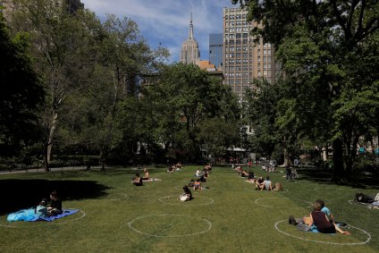 distanciamento social no Madison Square Garden, em Nova York