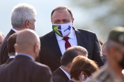 O ministro interino da Saúde, Eduardo Pazuello, no Palácio da Alvorada
