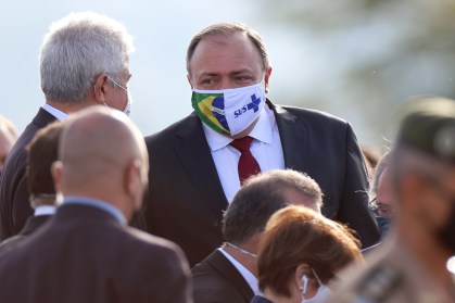 O ministro interino da Saúde, Eduardo Pazuello, no Palácio da Alvorada