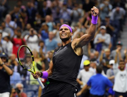 Rafael Nadal comemora match point em jogo pelo US Open de 2019