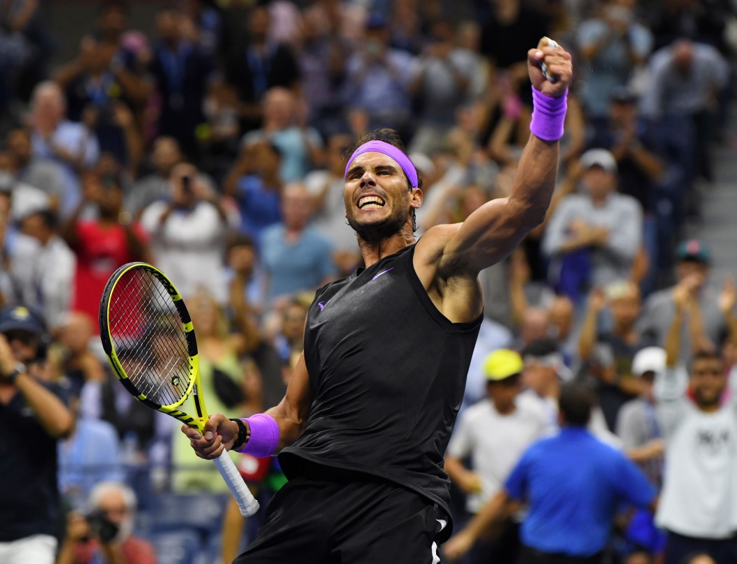 Rafael Nadal comemora match point em jogo pelo US Open de 2019