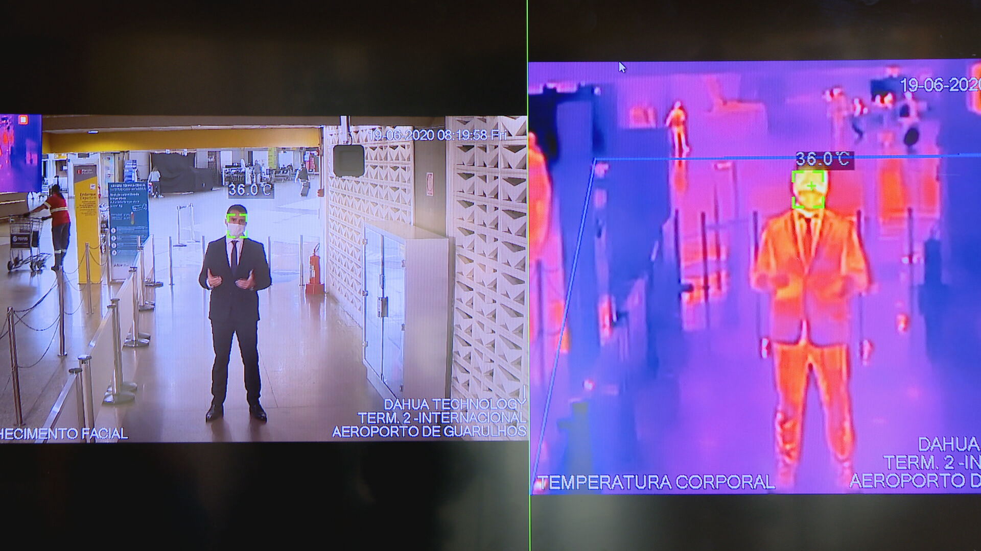 Visão da câmera térmica instalada no Aeroporto Internacional de Guarulhos