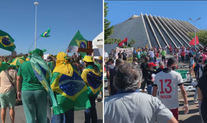 Manifestantes pró e contra Bolsonaro se reúnem na Esplanada dos Ministérios
