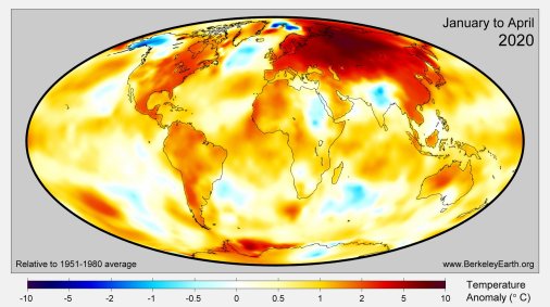 Mapa mostra intensidade de variações anormais de temperatura no mundo 