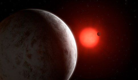 Representação artística de sistema multiplanetário recém-descoberto