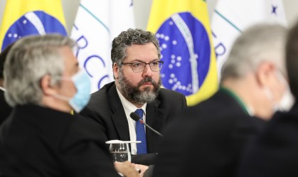 O ministro das Relações Exteriores, Ernesto Araújo, durante cúpula do Mercosul