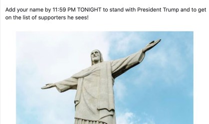 Trump usa imagem do Cristo Redentor em campanha para reeleição
