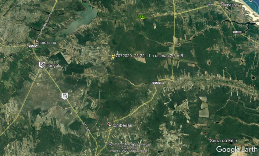Epicentro de tremor entre Chorozinho e Cascavel 