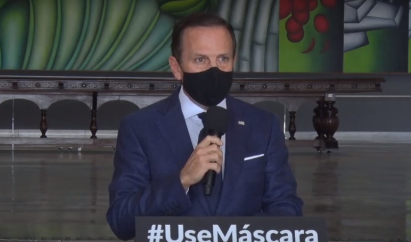 O governador de São Paulo, João Doria, durante entrevista coletiva