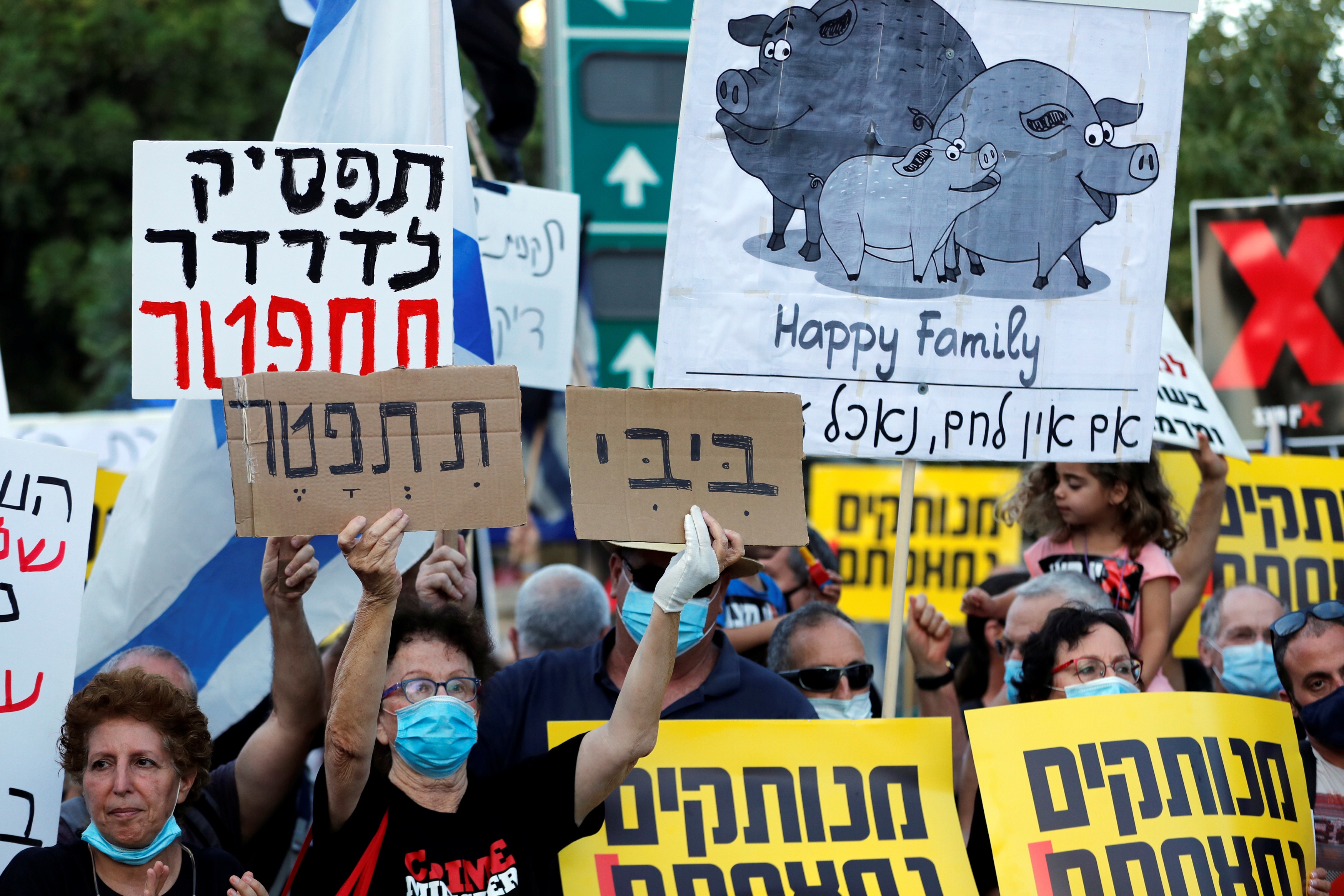 Manifestantes protestam contra Netanyahu em Jerusalém