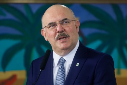 O ministro da Educação, Milton Ribeiro, durante sua cerimônia de posse