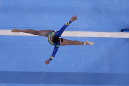 A terceira rotação das seis finalistas foi na trave de equilíbrio, apontada como a prova mais técnica da ginástica artística feminina