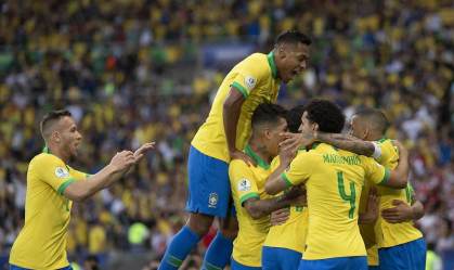 Final da Copa América - Brasil x Peru. Arthur, Alex Sandro, Firmino, Marquinhos