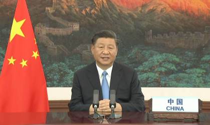 O presidente chinês Xi Jinping durante Assembleia Geral da ONU