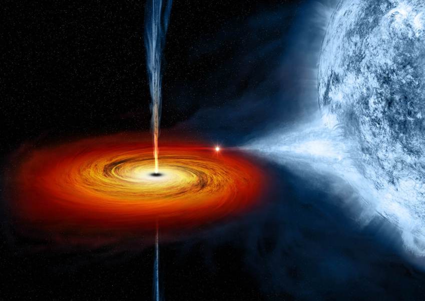 Buraco negro chamado Cygnus X-1 / Optical: DSS; Illustration: NASA
