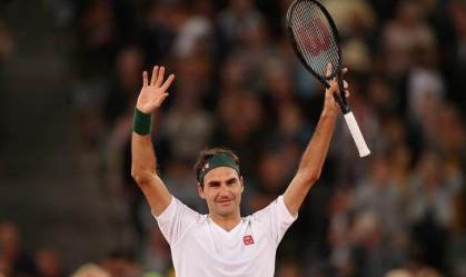 O tenista Roger Federer comemora em jogo na Cidade do Cabo, África do Sul