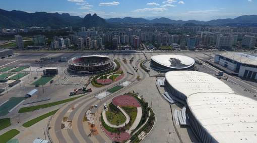 Vista geral aérea do Parque Olímpico da Barra da Tijuca na zona oeste do Rio de 