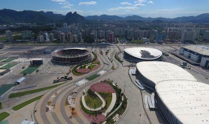 Vista geral aérea do Parque Olímpico da Barra da Tijuca na zona oeste do Rio de 