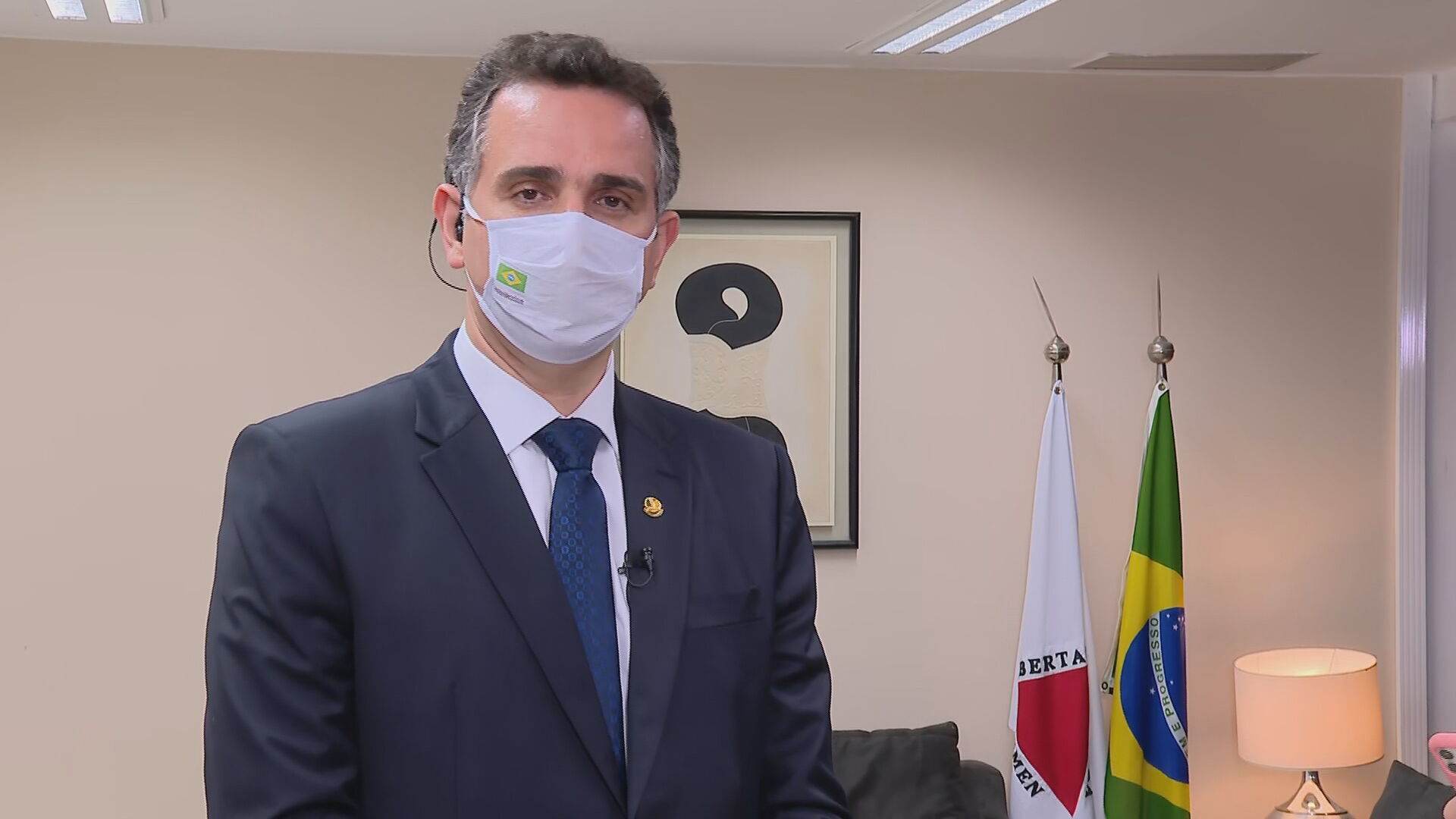 O presidente eleito do Senado, Rodrigo Pacheco (DEM-MG), em entrevista à CNN O presidente eleito do Senado, Rodrigo Pacheco (DEM-MG), em entrevista à CNN