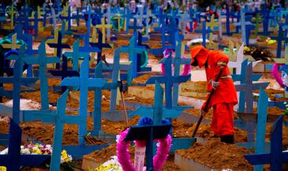 Cemitério em Manaus durante pandemia da Covid-19