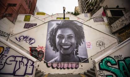 Homenagem à vereadora Marielle Franco no bairro de Pinheiros, em São Paulo