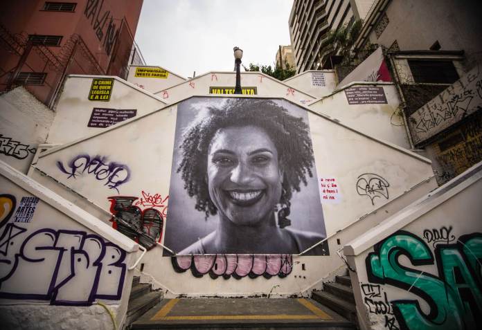 Homenagem à vereadora Marielle Franco no bairro de Pinheiros, em São Paulo /