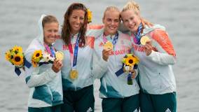 Já a categoria K-4 500 metros da modalidade foi vencida pelas húngaras Danuta Kozak, Tamara Csipes, Anna Karasz e Dora Bodonyi (07/08/2021)