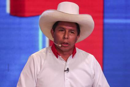 O candidato à presidência do Peru, Pedro Castillo