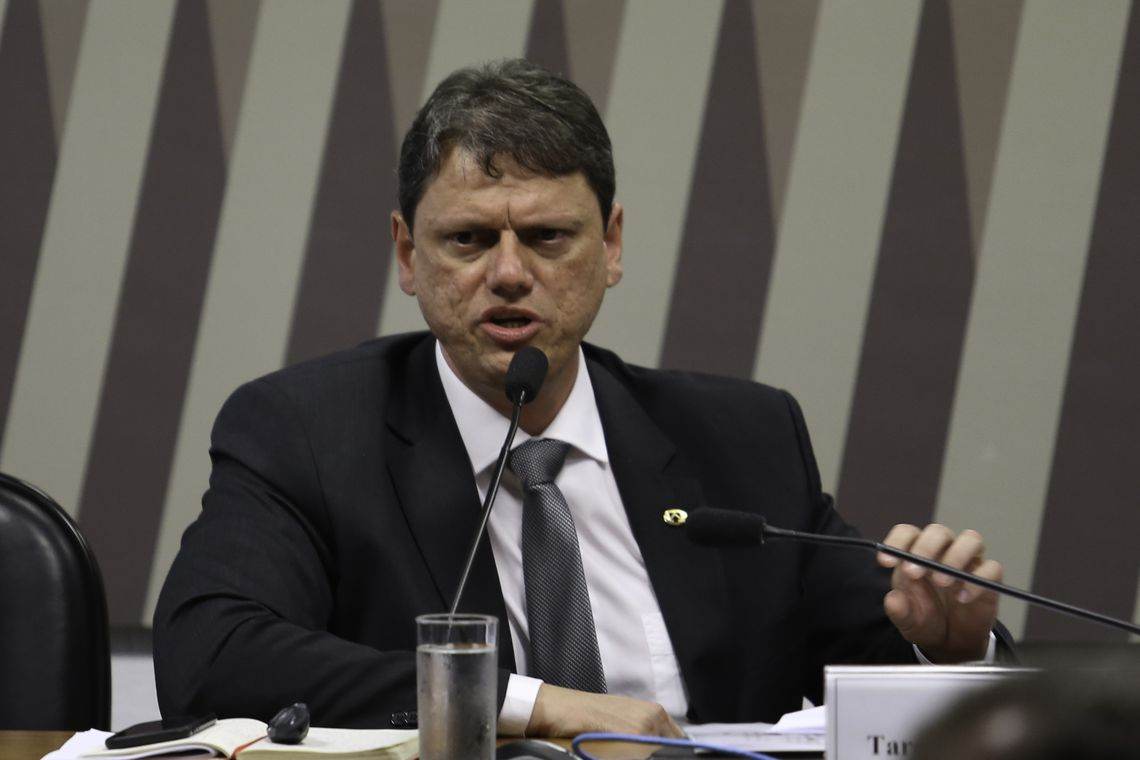 O ministro da Infraestrutura, Tarcísio Freitas