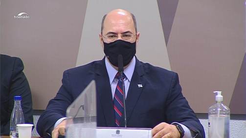 O ex-governador do Rio de Janeiro Wilson Witzel presta depoimento à CPI da Pande