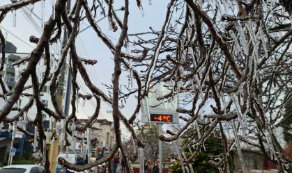 Madrugada tem geadas e pista congelada no Sul do Brasil; veja imagens do frio