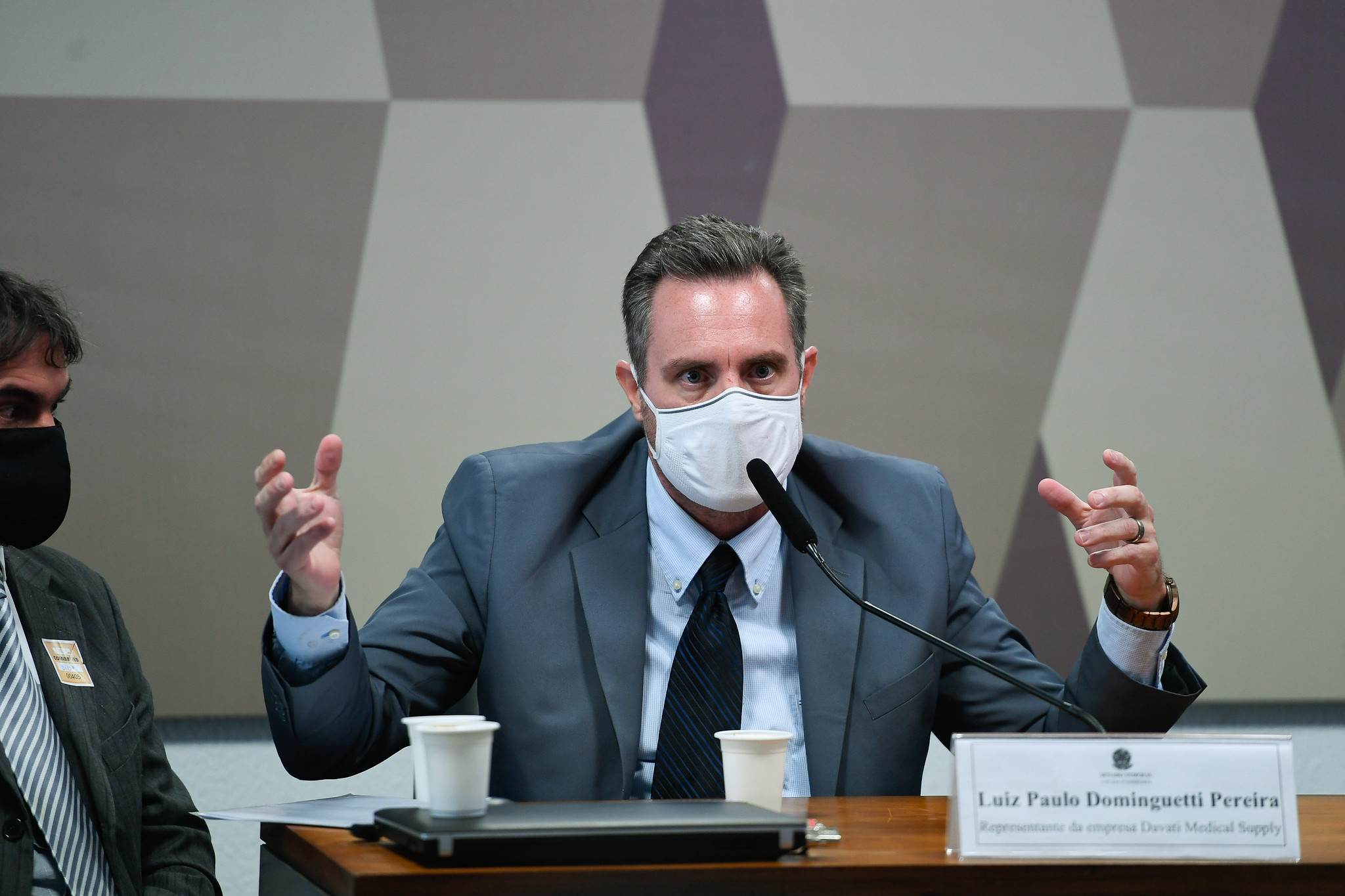 Luiz Paulo Dominguetti Pereira durante depoimento na CPI da Pandemia Luiz Paulo Dominguetti Pereira durante depoimento na CPI da Pandemia