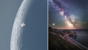 A Estação Espacial Internacional e a Via Láctea, esta vista da Inglaterra