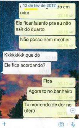Troca de mensagens de vítima com amiga