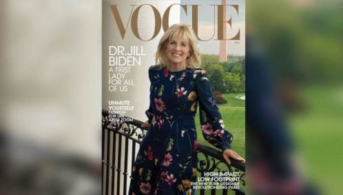 Jill Biden na capa da edição de agosta da revista Vogue