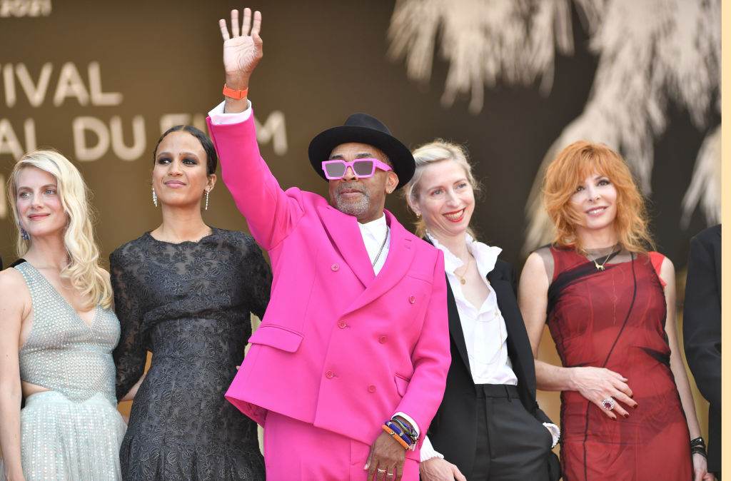 O presidente do júri de Cannes, Spike Lee, e as juradas Melanie Laurent, Mati Di O presidente do júri de Cannes, Spike Lee, e as juradas Melanie Laurent, Mati Di