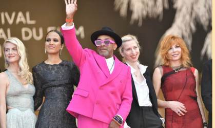 O presidente do júri de Cannes, Spike Lee, e as juradas Melanie Laurent, Mati Di
