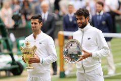Novak Djokovic e Matteo Berrettini disputaram o Torneio de Wimbledon 2021