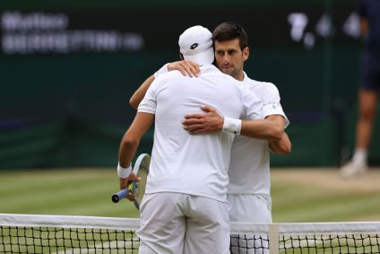 Serbian tennis player Novak Djokovic and Italian Matteo Berrettini
