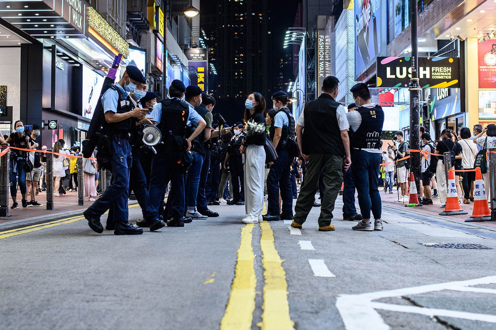 Manifestantes em Hong Kong