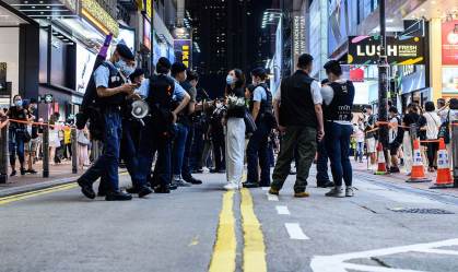 Manifestantes em Hong Kong