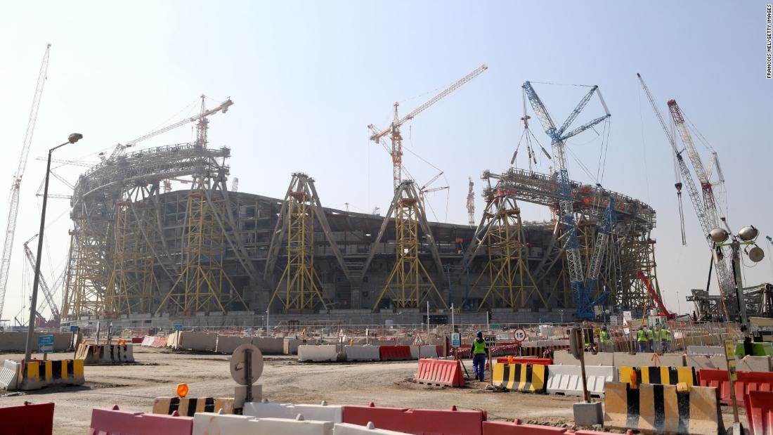 Construção no estádio Lusail, em Doha, em 20 de dezembro de 2019 Construção no estádio Lusail, em Doha, em 20 de dezembro de 2019