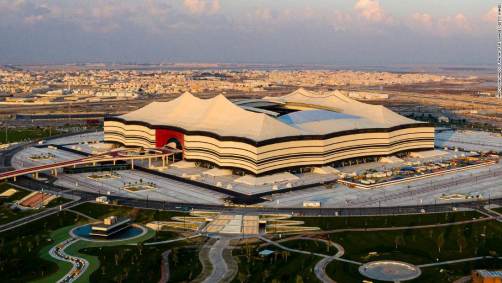 Uma visão geral do estádio Al-Bayt em Catar