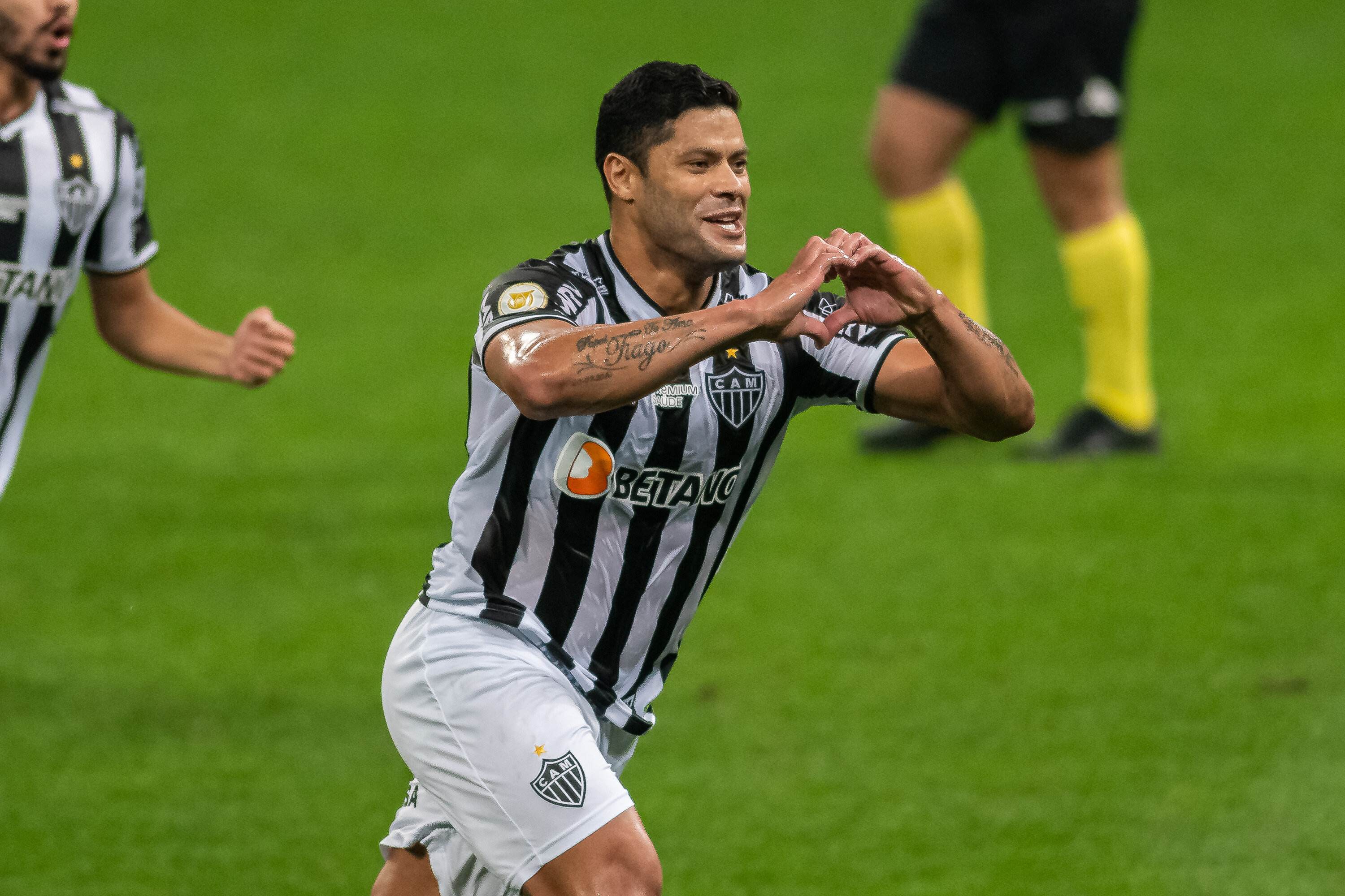 Comemoração do primeiro gol de Hulk, do Atlético Mineiro, marcado contra o Corin Comemoração do primeiro gol de Hulk, do Atlético Mineiro, marcado contra o Corin