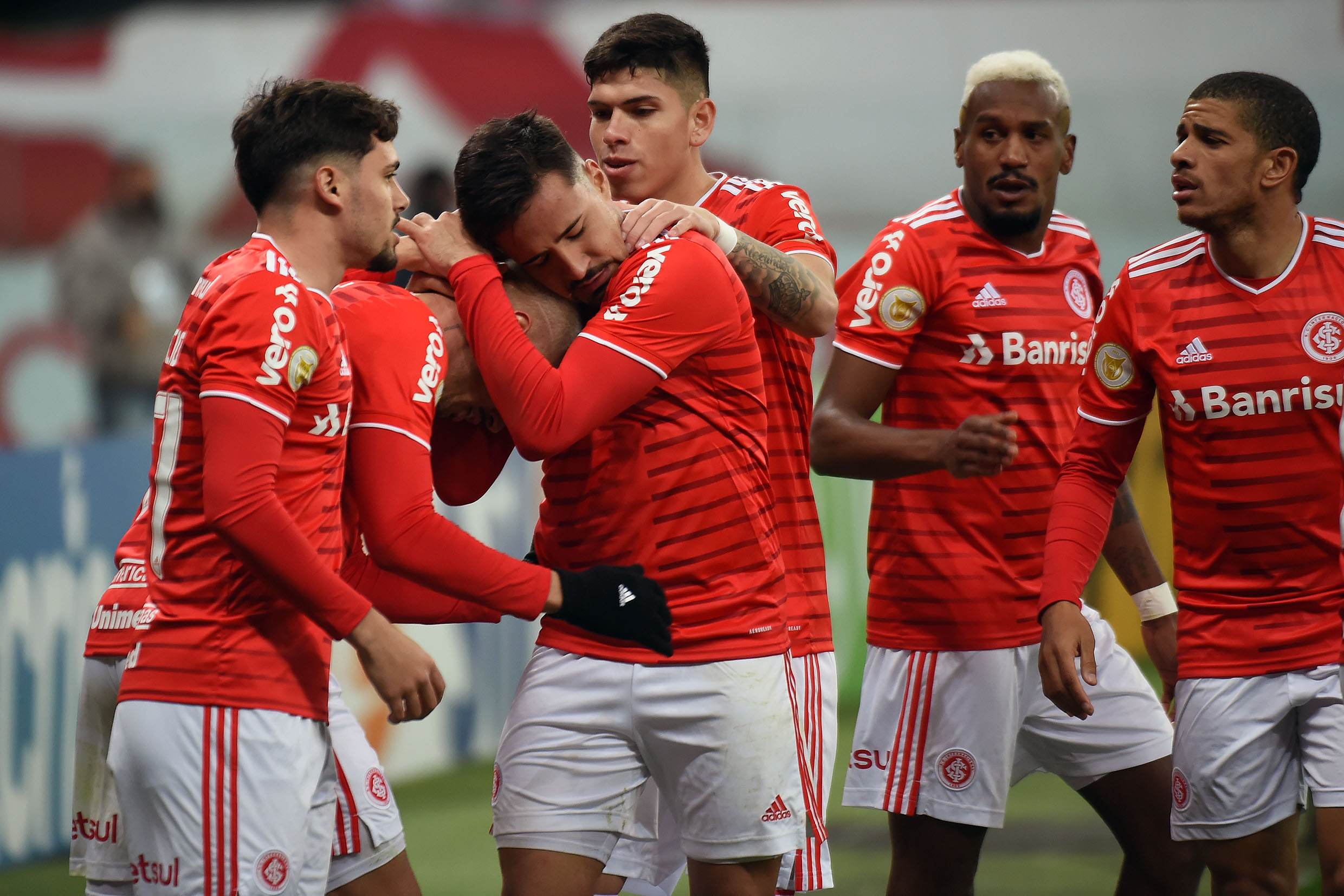 Thiago Galhardo, do Internacional, comemora o seu gol marcado contra o Juventude Thiago Galhardo, do Internacional, comemora o seu gol marcado contra o Juventude