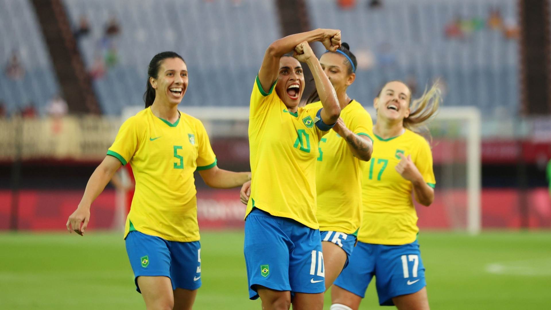Marta comemora gol contra China na estreia da seleção brasileira nas Olimpíadas Marta comemora gol contra China na estreia da seleção brasileira nas Olimpíadas