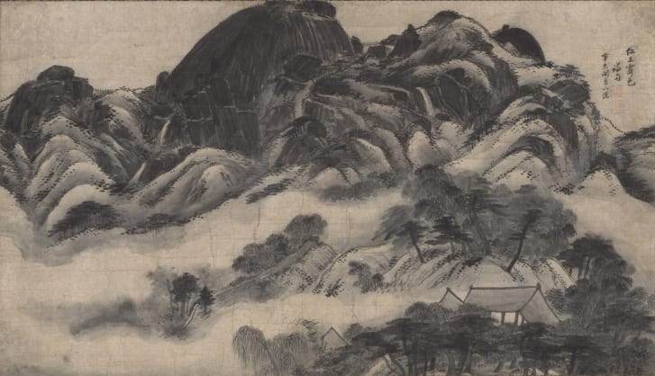 "Clearing after Rain on Mount Inwang", (1971) de Jeong Seon "Clearing after Rain on Mount Inwang", (1971) de Jeong Seon